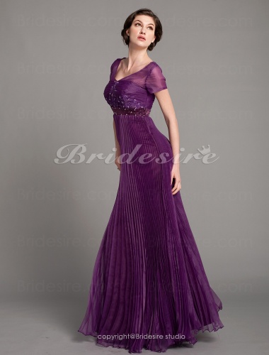 A-line Stretch Satin And Organza Floor-length V-neck Mother Of The Bride Dress