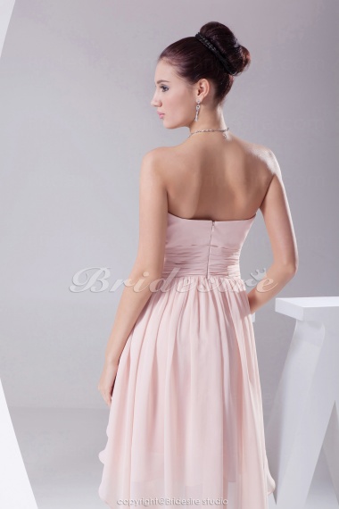 A-line Sweetheart Asymmetrical Knee-length Sleeveless Chiffon Dress