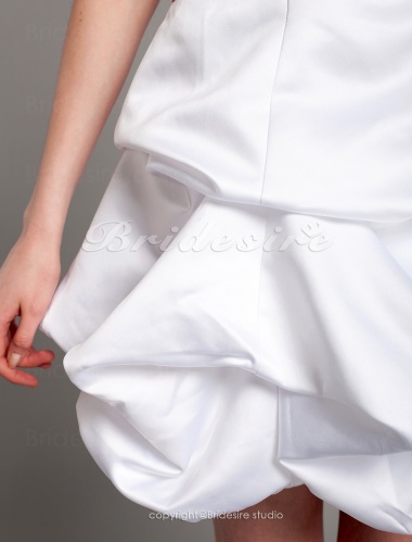 A-line Knee-length Strapless Beading Sash/Ribbon Satin Pick Up Skirt Ruching Cocktail Dress
