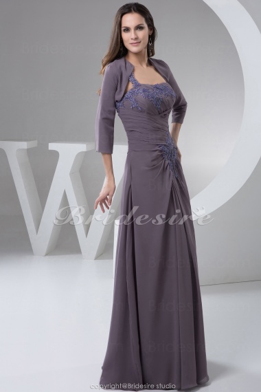 A-line One Shoulder Floor-length Sleeveless Chiffon Mother of the Bride Dress