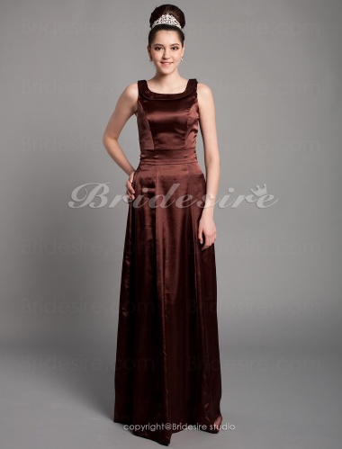 A-line Scoop Ankle-length Sleeveless Satin Sash/Ribbon Bridesmaid Dress