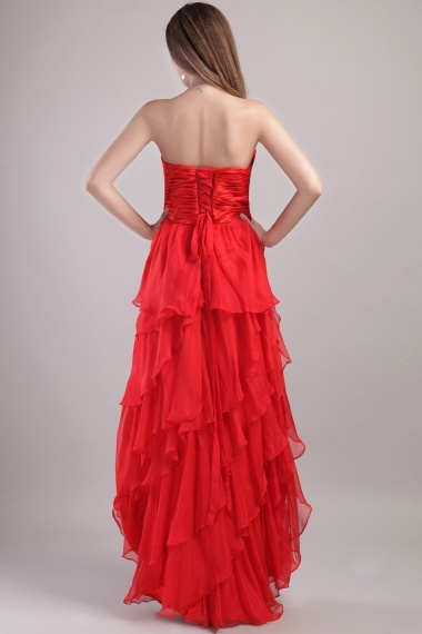 A-line Spaghetti Straps Ankle-length Organza Evening Dress