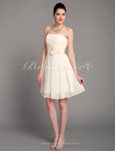 A-line Chiffon Knee-length Sweetheart Cocktail Dress With Flowers