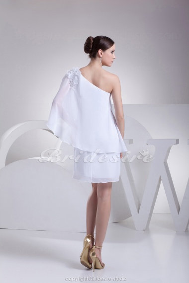 Sheath/Column One Shoulder Short/Mini Long Sleeve Chiffon Dress
