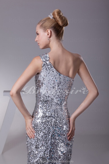 Sheath/Column One Shoulder Floor-length Sleeveless Sequined Dress