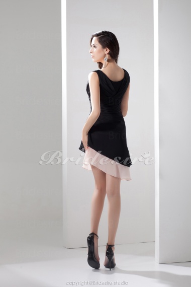 A-line Scoop Knee-length Sleeveless Chiffon Dress