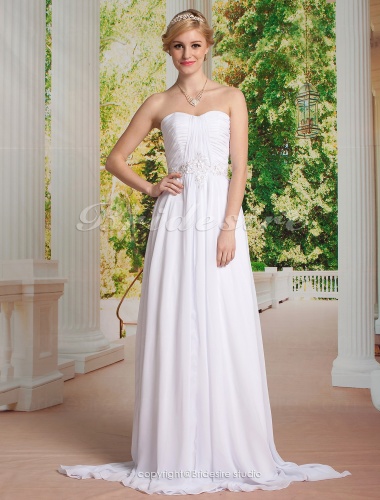 Sheath/Column Chiffon Strapless Sweetheart Wedding Dress