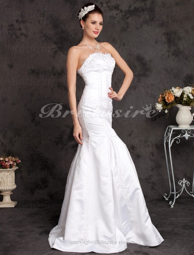 Mermaid/Trumpet Satin And Chiffon Floor-length Halter Wedding Dress