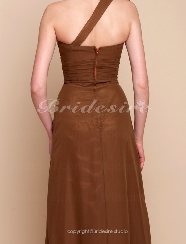 Sheath/Column Chiffon Floor-length One Shoulder Bridesmaid Dress
