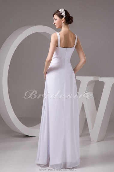 Sheath/Column Scoop Floor-length Sleeveless Chiffon Wedding Dress