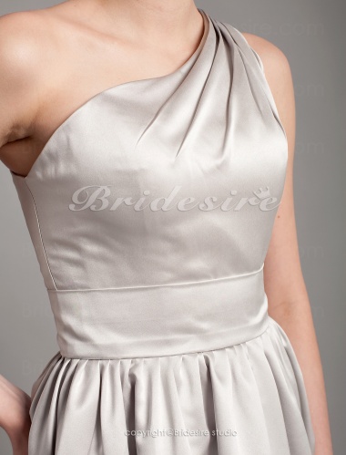A-line Satin Floor-length One Shoulder Bridesmaid Dresss