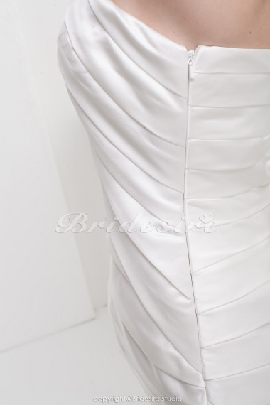 Sheath/Column V-neck Halter Straps Asymmetrical Sleeveless Stretch Satin Dress
