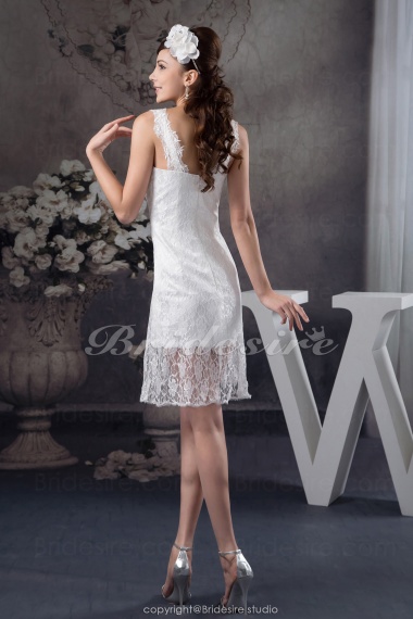 A-line Square Short/Mini Sleeveless Lace Dress