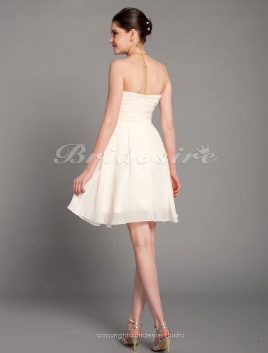 A-line Chiffon Knee-length Sweetheart Cocktail Dress With Flowers