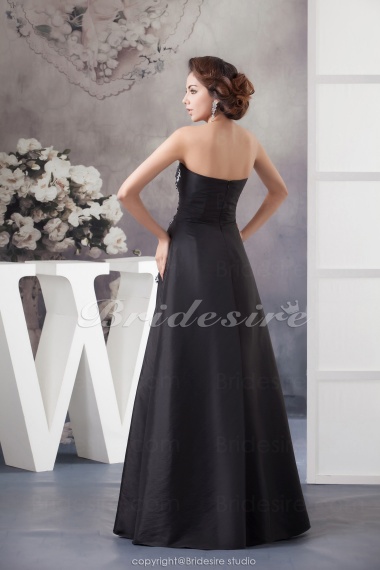 A-line Strapless Floor-length Sleeveless Taffeta Dress