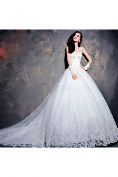 Ball Gown Sweetheart Sleeveless Lace Wedding Dress