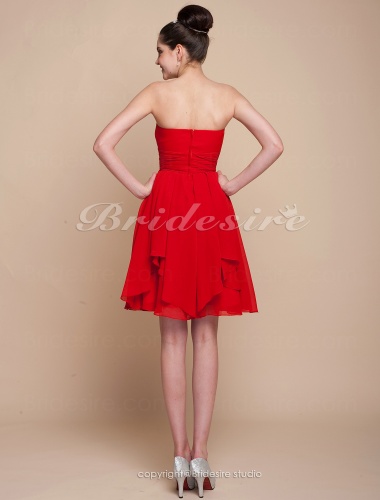 A-line Knee-length Chiffon Strapless Bridesmaid Dress 