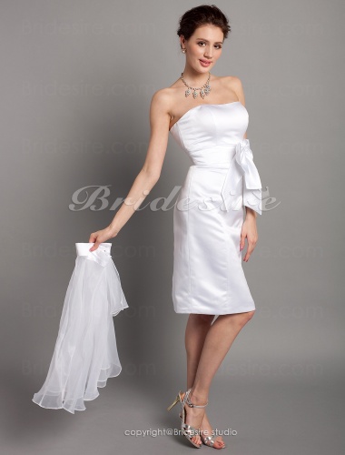 A-line Satin And Organza Knee-length Sweetheart Bridesmaid Dress