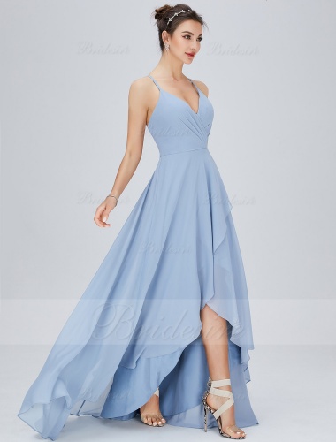A-line V-neck Asymmetrical Chiffon Prom Dress