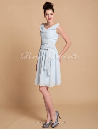 A-line Knee-length Chiffon Cowl Bridesmaid Dress 