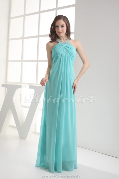 Sheath/Column Halter Floor-length Sleeveless Chiffon Bridesmaid Dress