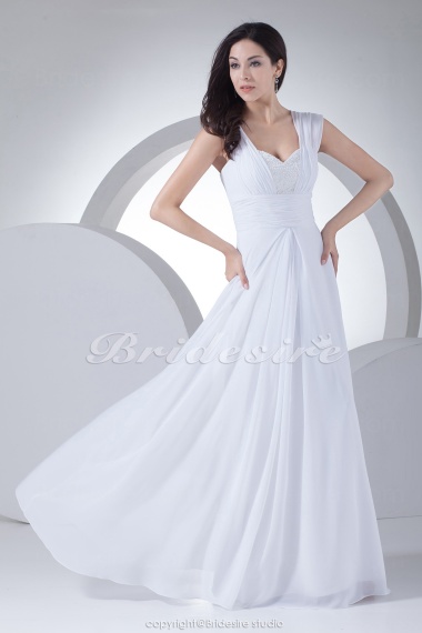 Sheath/Column Sweetheart Floor-length Sleeveless Chiffon Wedding Dress
