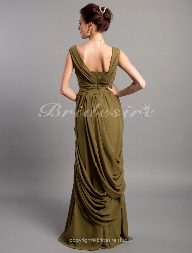 Sheath/Column Chiffon Floor-length V-neck Bridesmaid Dress