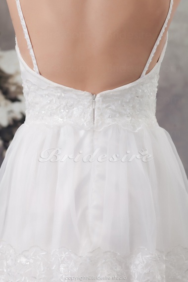 A-line Spaghetti Straps Floor-length Sleeveless Chiffon Wedding Dress