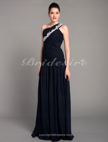 Sheath/Column Chiffon Floor-length One Shoulder Evening Dress