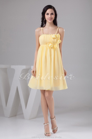 A-line Spaghetti Straps Short/Mini Sleeveless Chiffon Bridesmaid Dress
