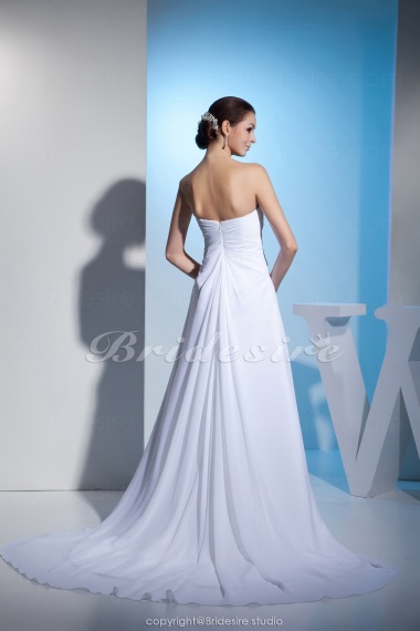 A-line Sweetheart Floor-length Sleeveless Chiffon Wedding Dress
