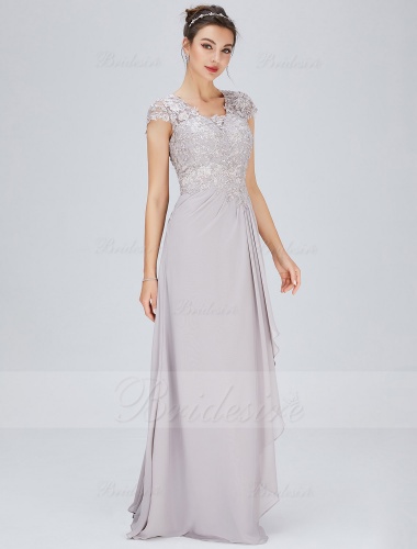 A-line V-neck Floor-length Chiffon Mother of the Bride Dress