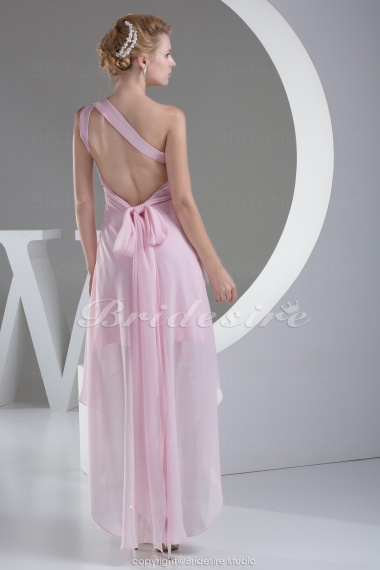 A-line One Shoulder Asymmetrical Sleeveless Chiffon Dress