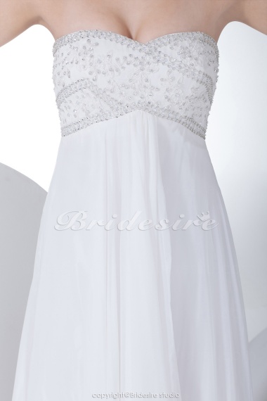 Sheath/Column Strapless Floor-length Sleeveless Chiffon Wedding Dress