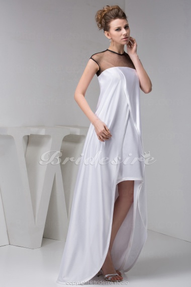 A-line Scoop Floor-length Sleeveless Satin Tulle Dress
