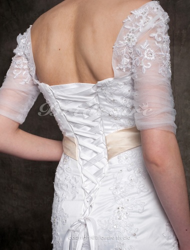 Trumpet / Mermaid Lace Chapel Train Off-the-shoulder Wedding Dress
