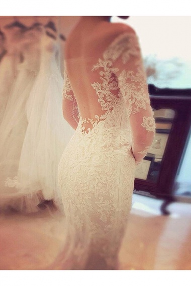 Trumpet/Mermaid Sweetheart Long Sleeve Lace Wedding Dress