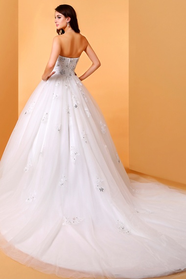 Ball Gown Sweetheart Court Train Tulle Wedding Dress