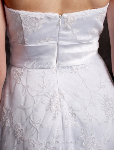 A-line Asymmetrical Lace Sweetheart Wedding Dress