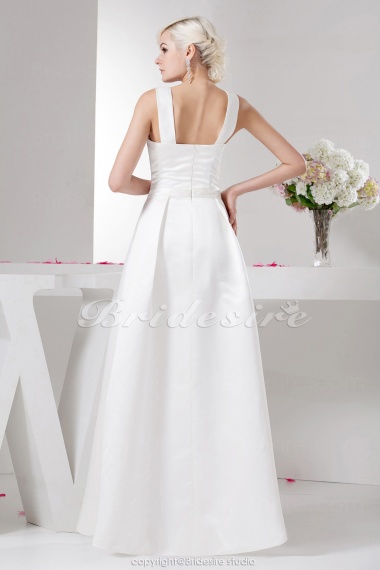 A-line Scoop Floor-length Sleeveless Satin Bridesmaid Dress