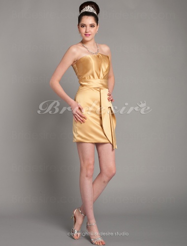 cocktail strapless sheath satin short hathaway anne dress column inspired mini bridesire dresses