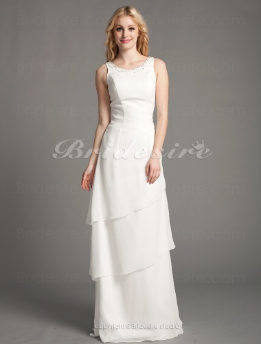 Sheath/Column Chiffon Floor-length Scoop Mother of the Bride Dress With A Wrap