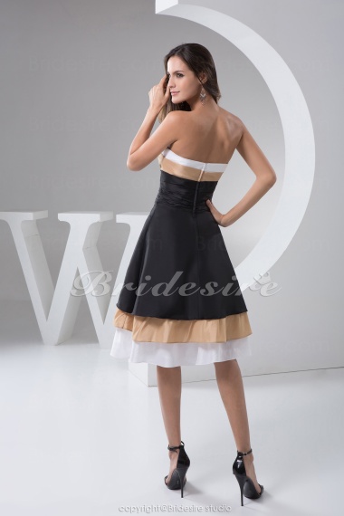 A-line Strapless Knee-length Sleeveless Taffeta Dress
