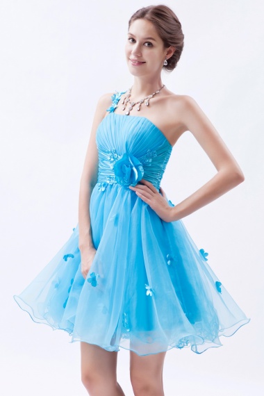 Princess One Shoulder Short/Mini Organza Prom Dress