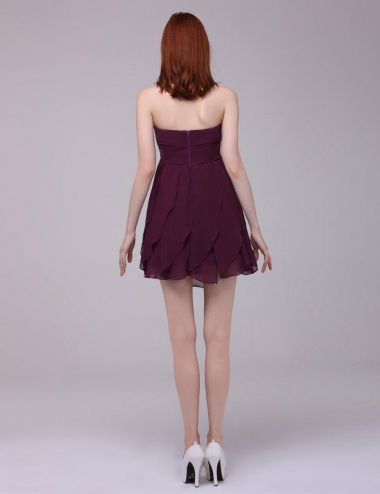 A-line Strapless Short/Mini Chiffon Homecoming Dress