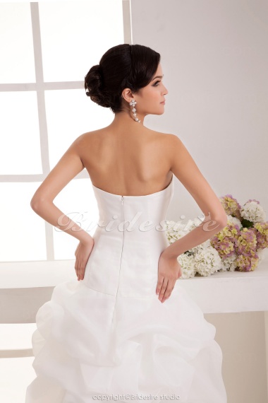 Sheath/Column Sweetheart Asymmetrical Sleeveless Satin Wedding Dress