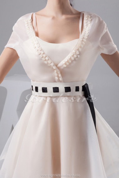 A-line V-neck Knee-length Sleeveless Chiffon Dress
