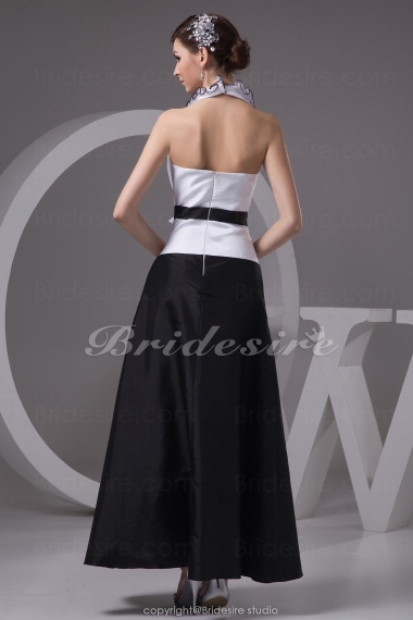 A-line Halter Ankle-length Sleeveless Taffeta Dress