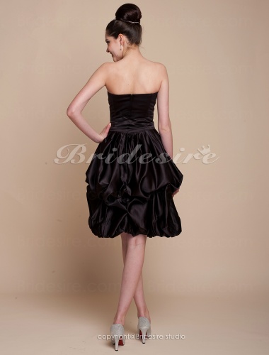 Ball Gown Knee-length Satin Strapless Bridesmaid/ Wedding Party Dress