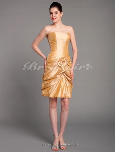Sheath/Column Taffeta Short/Mini Strapless Bridesmaid Dress